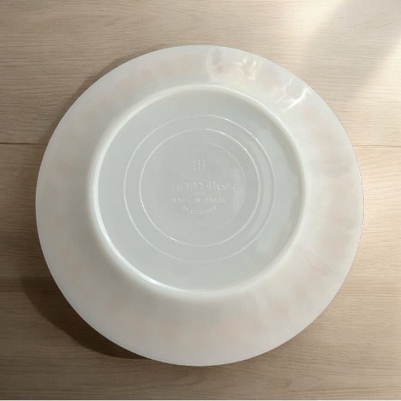 Termo Rey Milk Glass Dinner Plate Butterfly Gold Design Pyrex Style Pattern 9" D - Picture 3 of 4